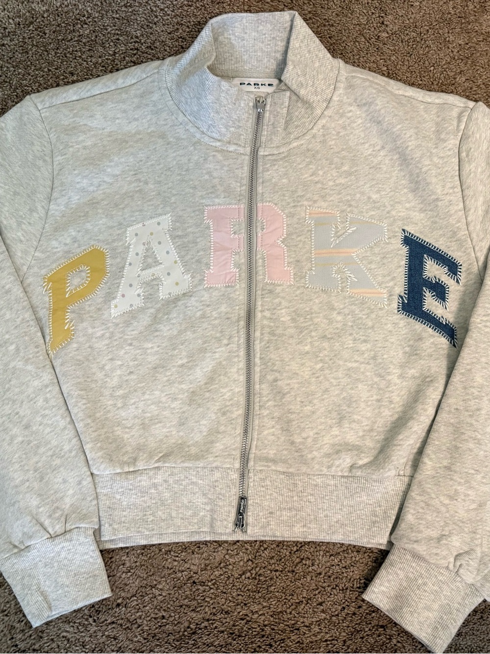 PARKE Patchwork Zip Up Mockneck - Picture 2 of 9